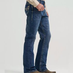 Wrangler 20X Men's Dark Blue Bootcut Jeans 28 X 36